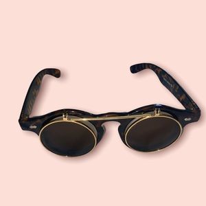 Kyiduo Retro Steampunk flip up sunglasses